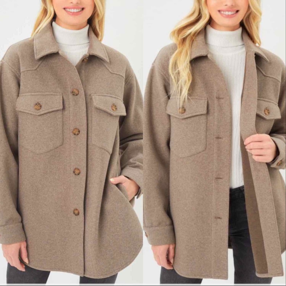 SOFT CASHMERE LIKE SHACKET - FAWN - Picture 5 of 13